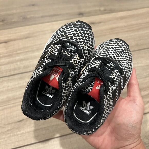 Adidas ZX Flux EL Black Snakeskin Infant Baby 5K Casual Sneaker Shoes S82614 - Picture 9 of 14